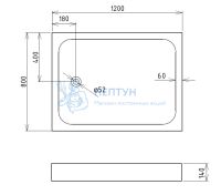 Душевой поддон акриловый Gemy 1200x800 ST13T