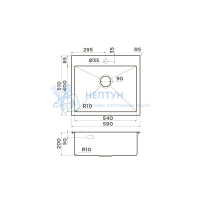Прямоугольная одинарная мойка Omoikiri Akisame 59 Графит 4997014