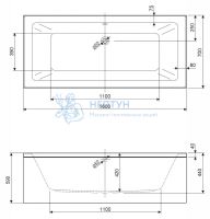 Акриловая ванна Cezares Plane 160x70 прямоугольная PLANE MINI-160-70-42