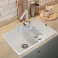 Кухонная мойка кварцевая Uperwood Quartz UPD-05-01, прямоугольная двухсекционная, белая