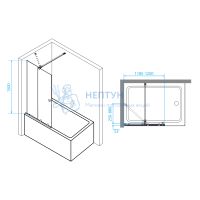 Шторка на ванну 120*150 RGW SC-46 Хром/Прозрачное/8 мм (Easy)