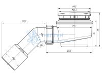 Сифон для душевого поддона АНИ пласт E511C 1 1/2" 60 мм с переходной трубой 45 градусов 40х50 мм