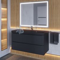 Тумба с раковиной для ванной подвесная Uperwood Tanos-Classic Quartz 100х45х55 см, черная/уголь