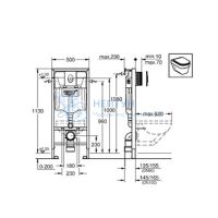 Инсталляция для подвесного унитаза Grohe Rapid SL 3 в 1 в сборе, с накладной панелью Skate Air 38721001