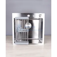 Мойка для кухни врезная Agata C5050-AR 500х500х210х3,0 мм сатин, с круглым отверстием,  сифон, коландер, дозатор
