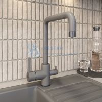 Смеситель для кухни Uperwood UPD-004-07, с каналом для фильтрованной воды, вороненая сталь/дым