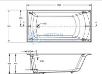 Чугунная ванна Jacob Delafon Biove 150x75 прямоугольная E6D903-0