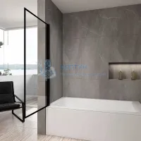Штора на ванну складная REA LAGOS 80 Black REA-K7633