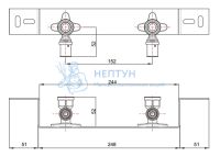 Пресс-угол 16x1/2 ВР двойной с креплением (152 мм.) Comisa
