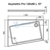 Поддон ASYMETRIC PRO 120x90 L 10° белый Ravak XA25G70101L
