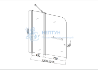 Душевая шторка на ванну Taliente TA-1214MP(L) 120х140 стекло рифленое 6 мм