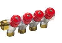 Коллектор с красными вентилями 3/4"x1/2" 4 выхода COMISA (Италия)