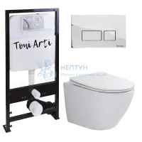 Комплект инсталляция с клавишей хром Toni Arti TA-01 TA-0041 с унитазом Russi с сиденьем микролифт TA-1900