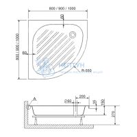 Душевой поддон 80*80*15 h27 RGW BР/CL-S /Полукруг Ø60 (FW5-5)