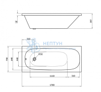 Акриловая ванна Berges Wasserhaus Nelu 170x75 прямоугольная 050020