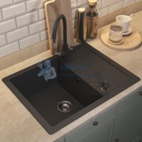 Кухонная мойка кварцевая Uperwood Quartz UPD-03-04, прямоугольная, черная
