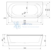 Акриловая ванна Cezares Metauro 180x80 овальная METAURO-wall-180-80-40