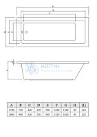 Акриловая ванна C-Bath Semela 170x75 прямоугольная CBQ014001