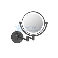 Зеркало косметическое настенное с подсветкой 5х AQUATEK, матовый черный AQ4912MB