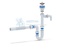 Сифон для раковины АНИ пласт DB1310 1 1/4" 32 мм прямоточный с отводом для стиральной машины