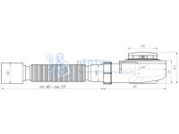 Сифон для душевого поддона АНИ пласт E455C 1 1/2" 50 мм высота 53 мм с гибкой трубой 40х50 мм хром
