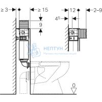 Смывной бачок скрытого монтажа Geberit Omega 12 см, 6 / 3 л, монтажная высота 82 см