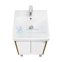 Тумба под раковину AQUATON Сканди Doors 45 белый глянец, дуб рустикальный, 1A278701SDZ90