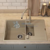 Кухонная мойка кварцевая Uperwood Quartz UPD-05-02, прямоугольная двухсекционная, бежевая