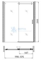 Душевая дверь Gemy 1200x2000 профиль Хром S25191C