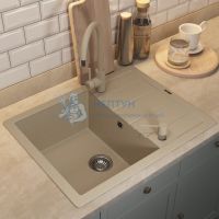 Кухонная мойка кварцевая Uperwood Quartz UPD-03-02, прямоугольная, бежевая