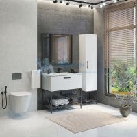 Шкаф-колонна Comforty Бредфорд-40 белый/графит 00-00009884CF