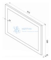 Зеркало Континент Relax LED, 91,5x68,5 см, LED подсветка, сенсорный выключатель, часы, антизапотевание ЗЛП715