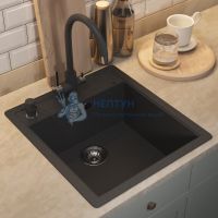 Кухонная мойка кварцевая Uperwood Quartz UPD-07-04, прямоугольная, черная