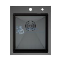 Кухонная мойка нерж.сталь графит D&K DKS415006, в комплекте с сифоном, корзиной, дозатором