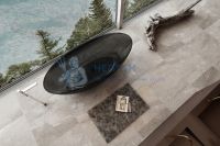 Ванна из полиэфирной смолы Abber 180x85 отдельностоящая овальная черная AT9702Onyx