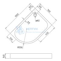 Душевой поддон акриловый Gemy 1000x900 ST19 R