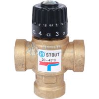 Термостатический смесительный клапан Stout для систем отопления и ГВС 3/4" ВР 20-43°С KV 1,6 SVM-0110-164320