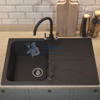 Кухонная мойка кварцевая Uperwood Quartz UPD-04-04, прямоугольная, черная