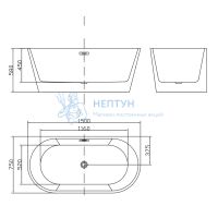 Акриловая ванна Triton Grant 150x75 овальная Щ0000059144