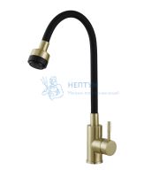 Смеситель для кухни AVRORA Kitchen высоким гибким изливом AV9001Gold