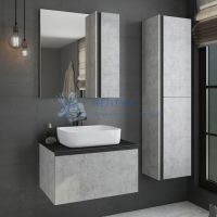 Тумба-умывальник Comforty Эдинбург-75 бетон светлый с черной столешницей с раковиной T-Y9378 00004149066CF
