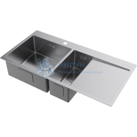 Прямоугольная полуторная мойка Omoikiri Akisame 100-2-L Нержавеющая сталь 4973544