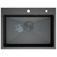 Кухонная мойка нерж.сталь графит D&K DKS605006, в комплекте с сифоном, корзиной, дозатором