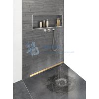 BERGES Желоб водосток WALL 600 пристенный, золото глянец,боковой выпуск S-сифон D50 H60 092156