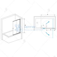 Шторка на ванну 100*150 RGW SC-40 Хром/Прозрачное/4 мм (60-100) (Easy)