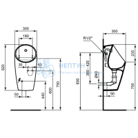 Писсуар со встроенным датчиком Ideal Standard SPHERO MAXI E189701