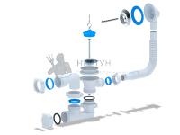 Сифон для ванны АНИ пласт E250 1 1/2" регулируемый с переливом