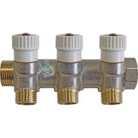 Коллектор распределительный 3/4", 3 отвода 1/2" плоское уплотнение Stout SMB 6852 341203