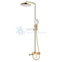 Душевая система Prohanss P61.24.03 для ванны и душа с тропическим душем поворотный излив 15 см, золотой сатин