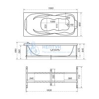 Акриловая ванна Triton Цезарь 180x80 прямоугольная Н0000099993